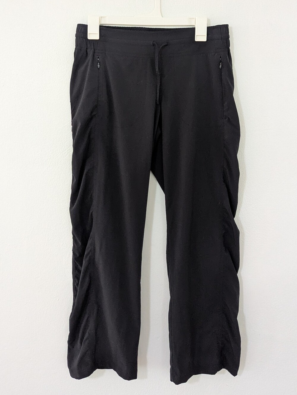 Athleta La Viva Pants Drawstring Ruched Drawstring Waist Hem Crop Black 6